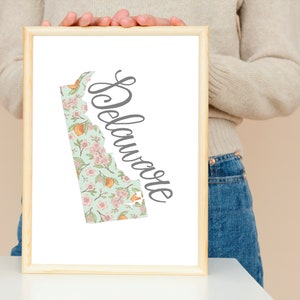 State of Delaware, State Flowers, State Art, Housewarming Gift First Home, Couples Gift