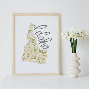 State of Idaho, State Flowers, State Art, Housewarming Gift First Home, Couples Gift
