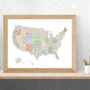 Mapa dos Estados Unidos, Flores do Estado, Pensando em Você, Presente de Jardinagem, Presente de Melhor Amigo,