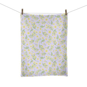 Yellow Jasmine Floral Pattern Kitchen Towel - South Carolina State Flower
