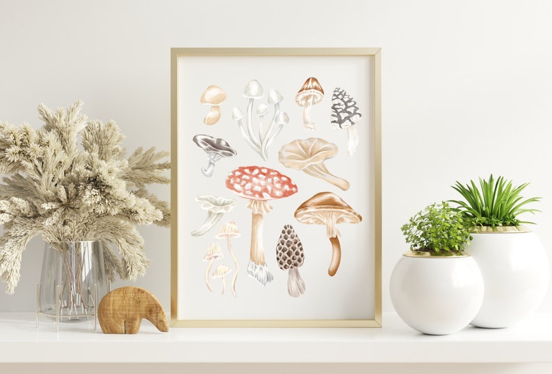 Vintage Mushroom Art Print Boho wall decor Witchy Cottagecore home decor best friend birthday gift College graduation gift for her image 6