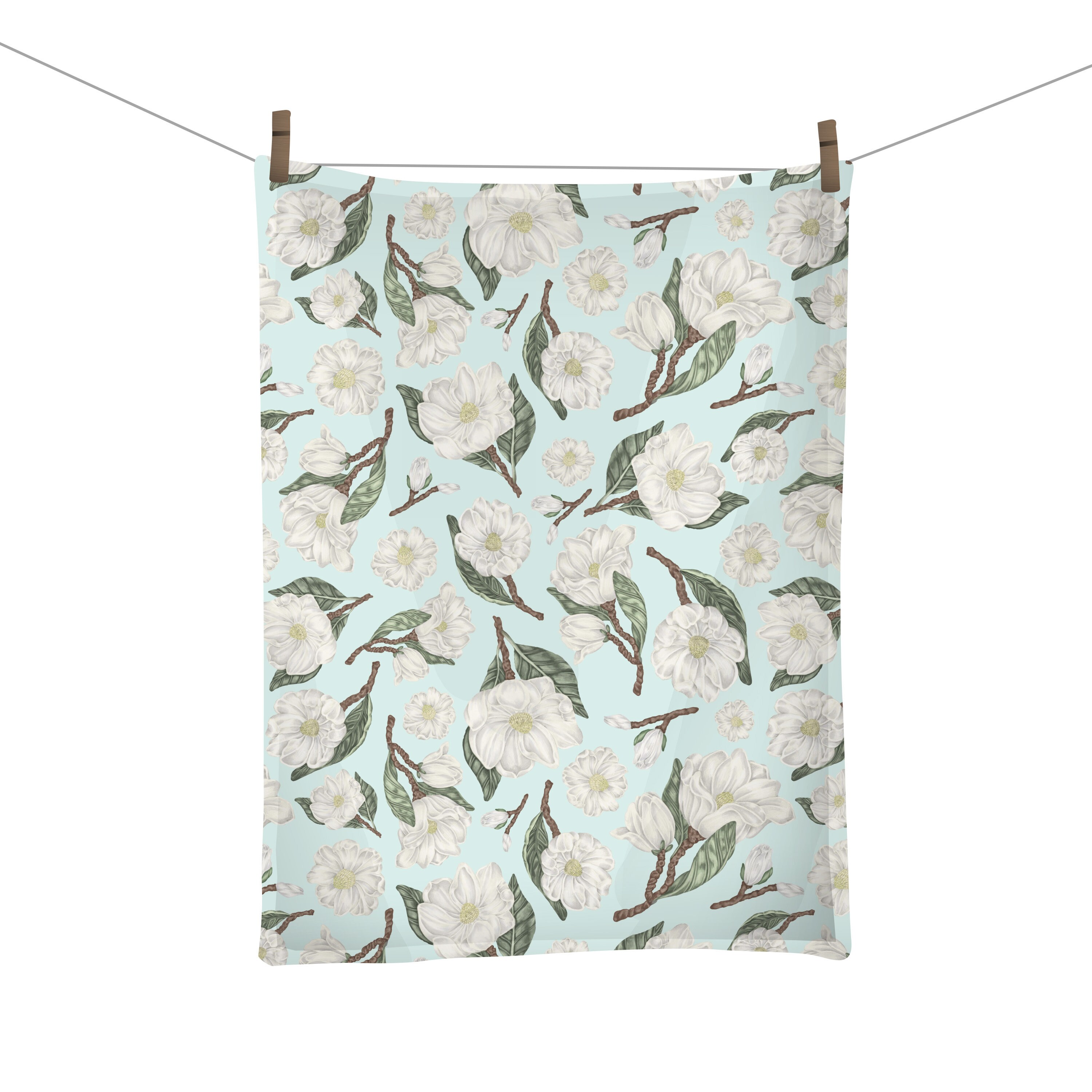 Magnolia Floral Pattern Tea Towel Louisiana State Flower ...