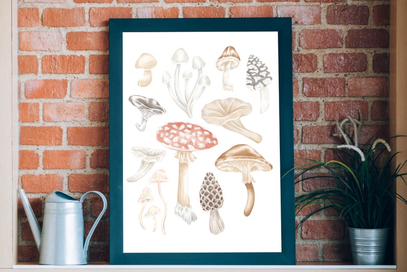 Vintage Mushroom Art Print Boho wall decor Witchy Cottagecore home decor best friend birthday gift College graduation gift for her image 4