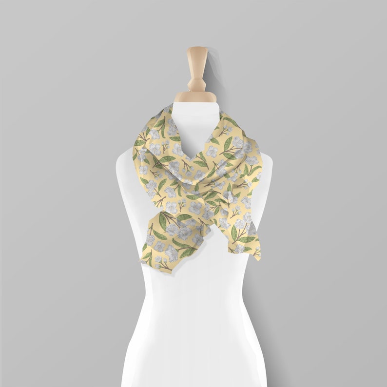 Mock Orange Floral Scarf Idaho State Flower Design Syringa image 0