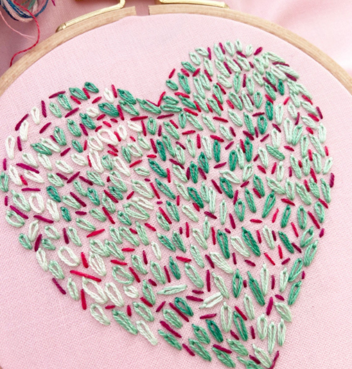 Heart Embroidery Pattern Hand Embroidery Heart Downloadable Etsy