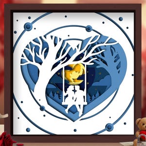 Couple on Swing Shadow Box SVG – Romantic Papercut Design (Digital Download)