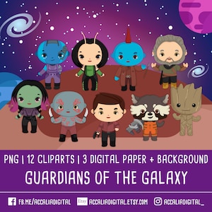 Galaxy Guardian Clip art, Superhero sticker, pattern Invitation, Birtday party, digital clipart,  PNG files - charismas clipart