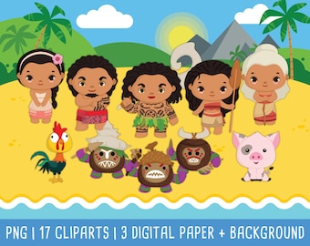 Polynesian Princess  clip art, Polynesian birthday, Polynesian party, cute princess sticker, digital clipart, PNG file - charismas clipart