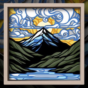 Vinterberg 3D Shadow Box SVG - Pappersklippsfil för Cricut