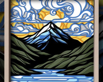 Winter Mountain 3D Shadow Box SVG - Papercut File for Cricut
