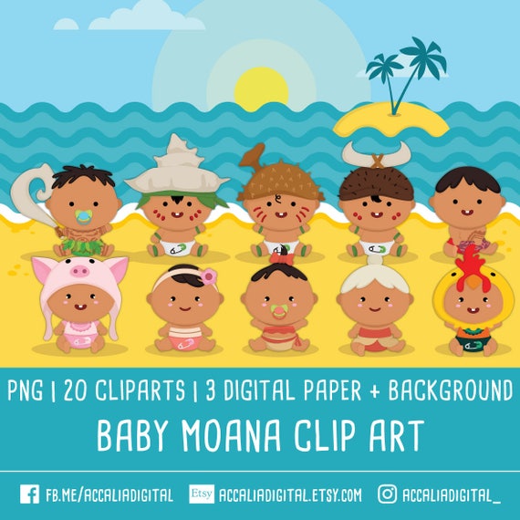 Moana Clip Art Baby Moana Baby Moana Birthday Moana Party Etsy