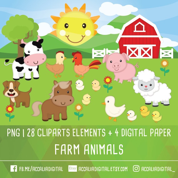 Farm Animal Clip Art Animal Friends Sticker Animal Buddy Etsy
