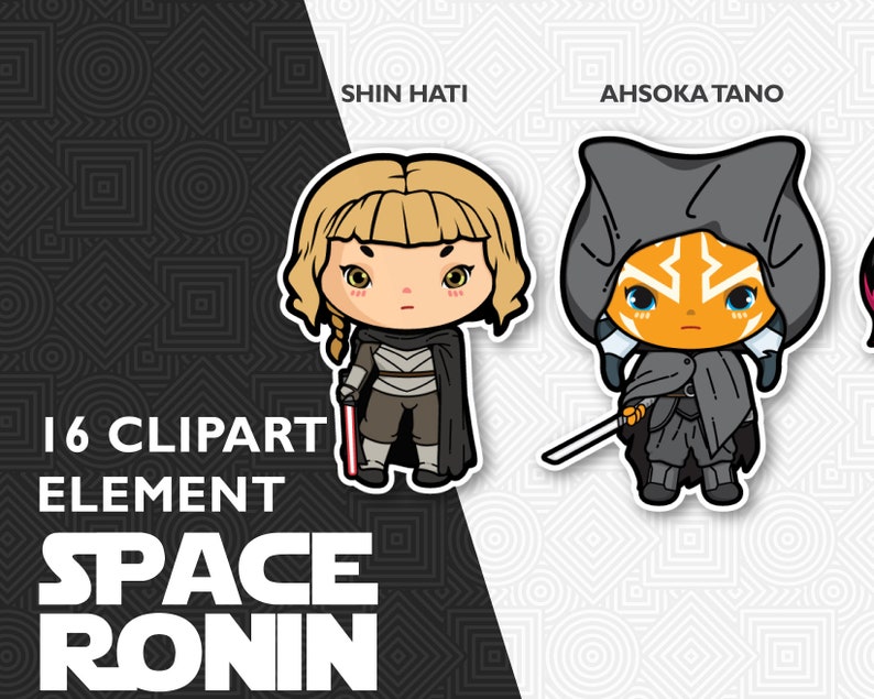 Space wars Clip art set 7, space party, space clipart, space ronin character, Space Wars sticker, Holiday clipart image 2