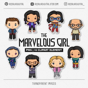 Marvelous Superhero Girl Clipart: Party Invitation PNG Stickers