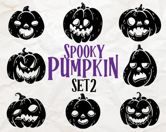 Pumpkin Silhouette svg set 2, Spooky Halloween Decor,  Spooky DIY Crafts, Pumpkin SVGs for Festive Projects, pumpkin vector