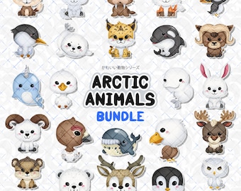 Arctic Animals Clipart BUNDLE, puffin, Penguin, beluga| Illustrations for Winter Crafts, and Educational Projects, Snow Icy Wilderness