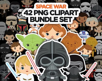 Paquete de imágenes prediseñadas de Space Wars, 42 personajes de elementos, archivos de imagen PNG transparentes