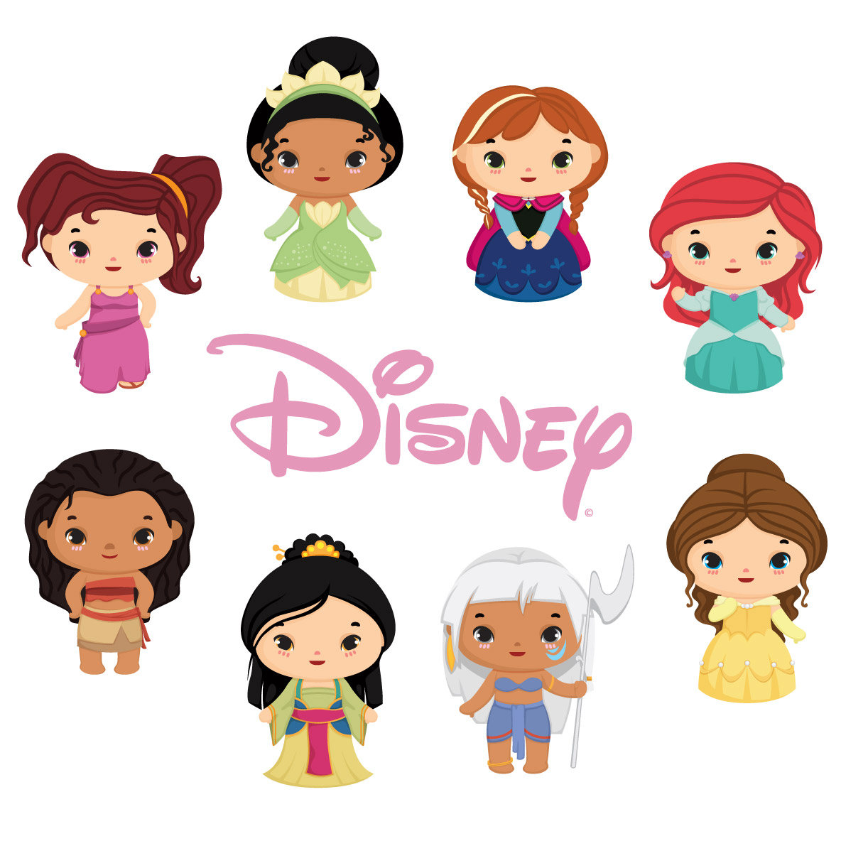 Disney Princess Clip Art, Cute Princess Sticker, Disney Party, Princess Birthday, Digital Clipart, Princess Clipart - Christmas Clipart - Etsy for Free Printable Disney Princess Clipart