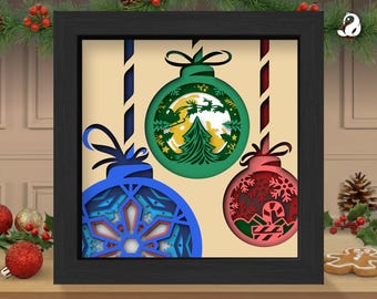 Christmas Ornament 3D Layered Shadow Box SVG | Papercut Light Box