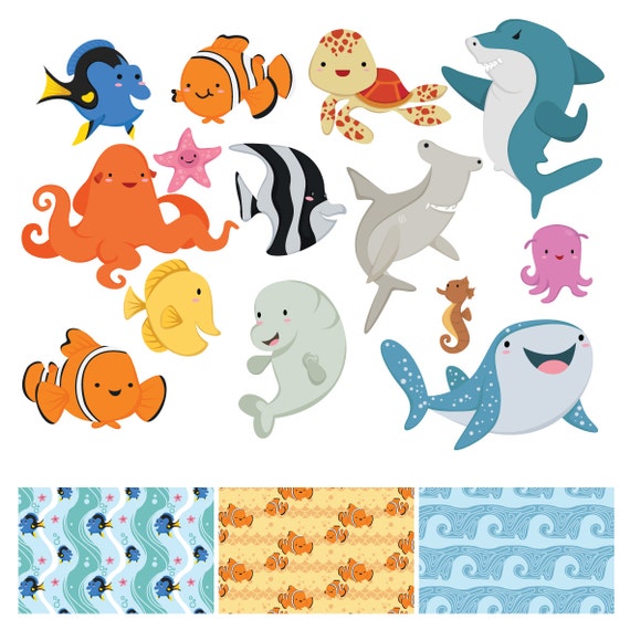 Finding Fish Clip Art Movie Sticker Underwater Animal Cute - Etsy Finding Fish Clip Art Movie Sticker Underwater Animal Cute - Etsy