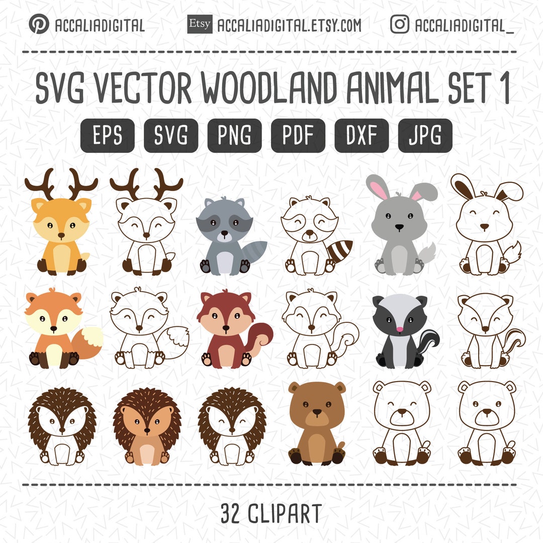 Woodland Svg, Woodland Vector File, Woodland Silhouette , Animal Svg