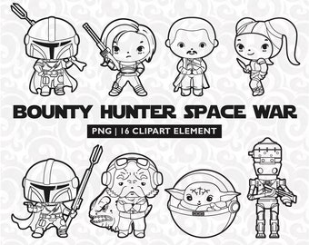 Mandalorian Clipart, Space Wars Cartoon Characters (PNG, SVG)