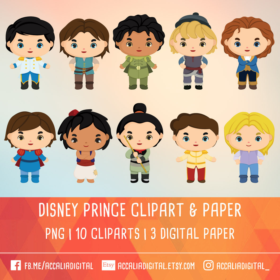 Disney Prince Clip art Cute prince sticker Disney party | Etsy