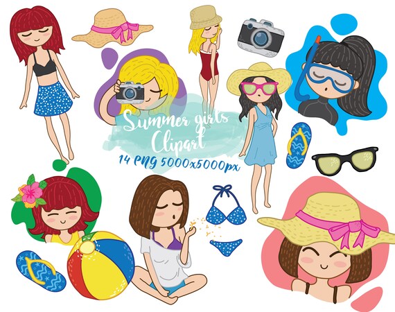girls clip art summer
