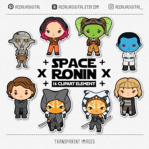 Space wars Clip art set 7, space party, space clipart, space ronin character, Space Wars sticker, Holiday clipart