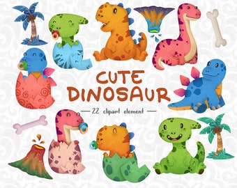 Dinosaur Clipart, dino cartoon, baby dinosaur, dinosaur birthday, friendly dino, dinosaur prints, dino decor, dino gift, good dinos