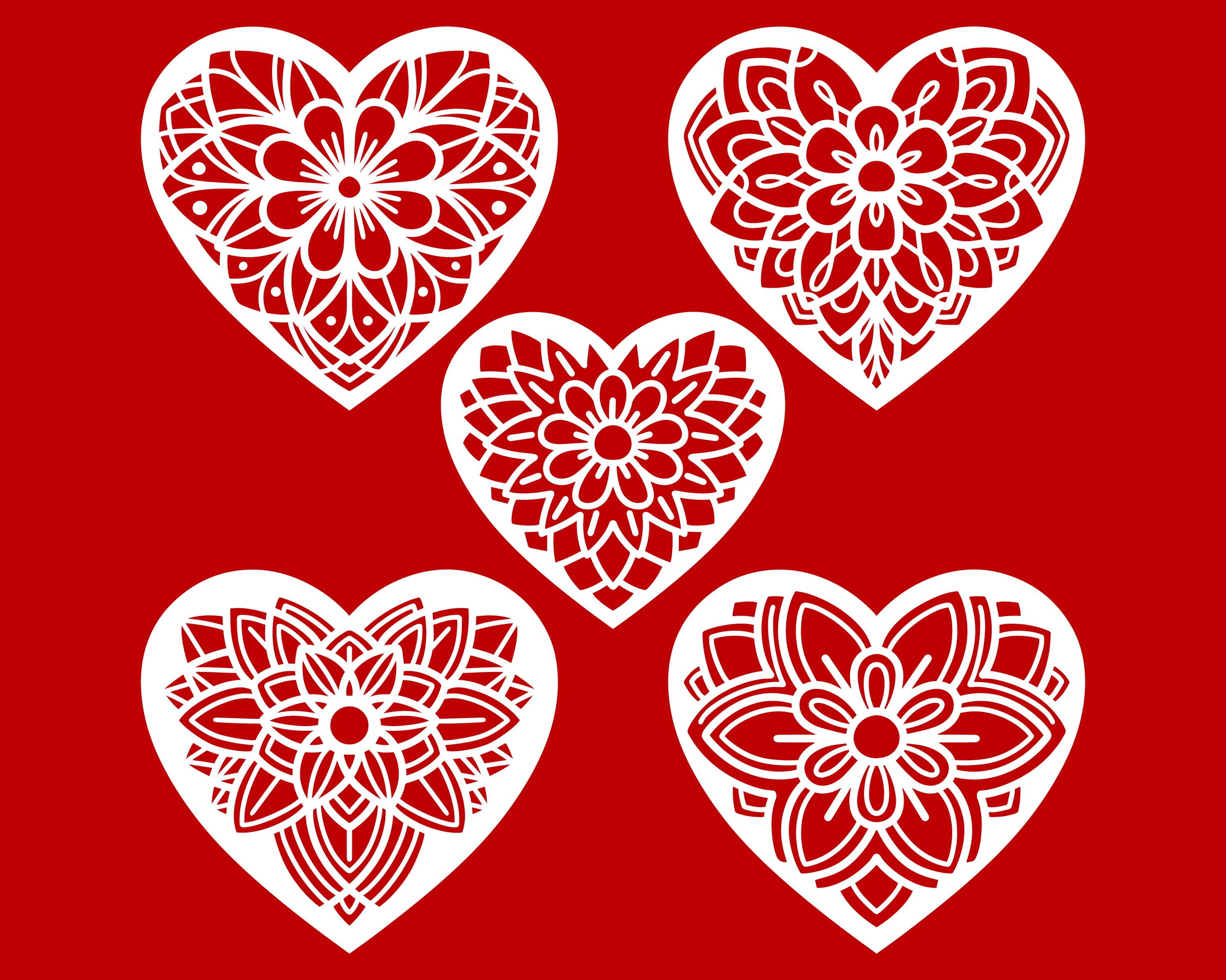 15 Floral Heart Laser Cut Files: Mandala Love SVG Bundle - Etsy