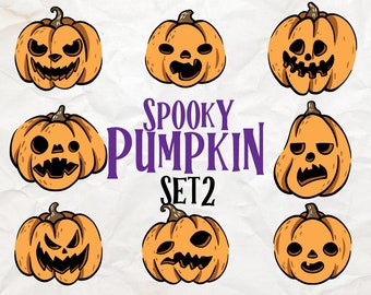 Pumpkin colored Silhouette svg set 3, Spooky Halloween Decor,  Spooky DIY Crafts, Pumpkin SVGs for Festive Projects, pumpkin vector