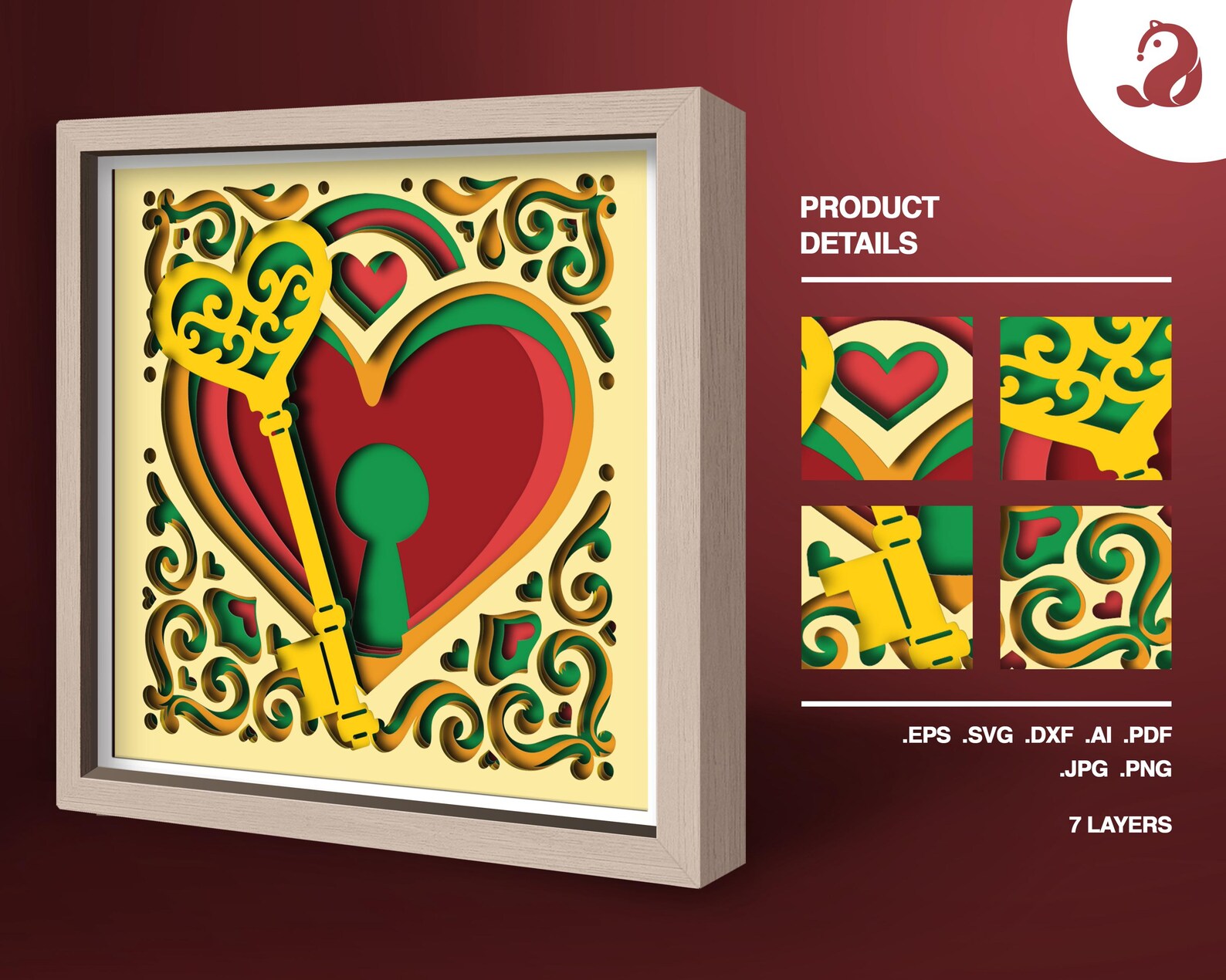 Heart Lock & Key Paper Cut Art- Romantic Shadow Box SVG Cut File - Etsy