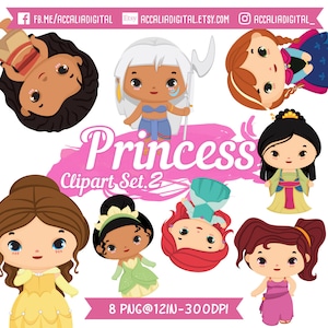 Disney Princess Clip art, linda etiqueta engomada de la princesa, fiesta de Disney, cumpleaños de la princesa, imágenes prediseñadas digitales, imágenes prediseñadas de la princesa - imágenes prediseñadas de Navidad