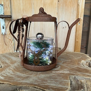 Lantern metal, glass, teapot, rust finish, with glass insert, vintage look, autumn decoration, decoration, cozy, lantern, decoration, industrial look