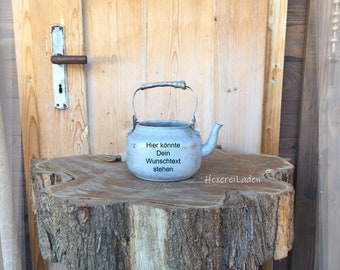 Decoration tea kettle, grey, zinc, Ø 15 cm, decoration, gift, decoration, gift idea, planter, handle