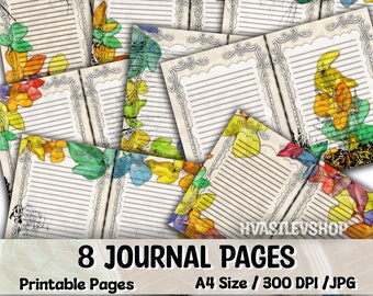 Fall Season, Autumn Journal, Leaves, Junk Journal, Pages, Paper, Digital, Junk Journal Pages, Vintage, Kit, Ephemera, Printable, Bundle