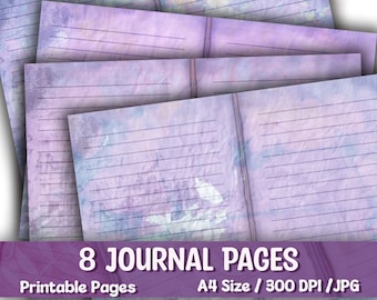 Lila Junk Journal Seiten, Liniertes Journal Seiten, Printable Journal, Farbige Journal Papiere, Liniertes Journal Papier, Papiere, Vintage, Journal Kit