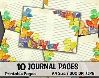 Autumn Themed, Fall Journal, Leaves, Junk Journal, Pages, Paper, Digital, Junk Journal Pages, Vintage, Kit, Ephemera, Printable, Bundle, DIY