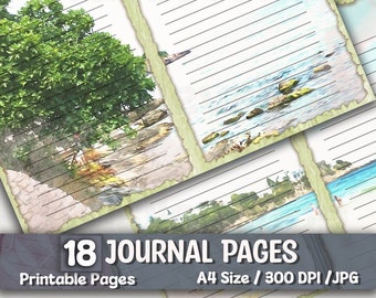 Sea Junk Journal Pages, Summer, Ocean, Travel, Holiday, Beach, Water, Sun, Vacation, Printable, Papers, Ephemera, Junk Journal Kit, DIY