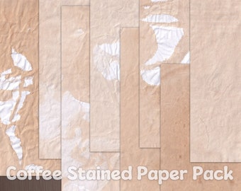 Coffee Stained Pages, Coffee Stained Paper, Coffee Dyed Paper, Digital Paper Printable, Junk Journal Pages, A4 Size, Instant Download