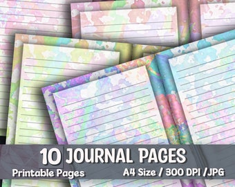 Lined Journal Pages, 10 Digital Papers, Printable Pages, Collage Sheet, Junk Journal Pages, Old Style Pages, Printable Junk Journal Sheet