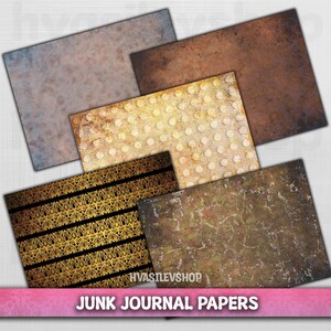 Vintage Junk Journal Paper Mixed Media Collage Sheets Set of 5