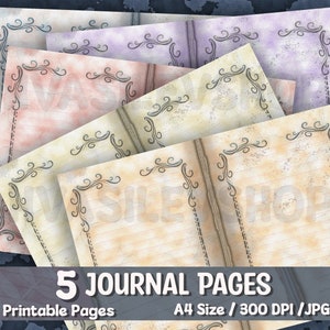 Lined Journal Papers, Printable Sheet, Journal Pages, Junk Journal Pages, Old Style Paper, Colored Journal Pages, Journal Writing Paper