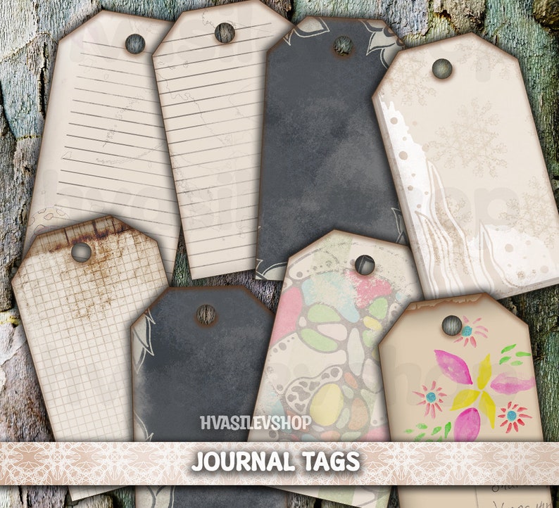 Vintage Style Geschenkanhänger, Junk Journal Kit, Hang Tags, Preisschilder, Bevorzugung leere Tags, Journal Tags, Party Tags, Geburtstag Tags, leere Tags Bild 1