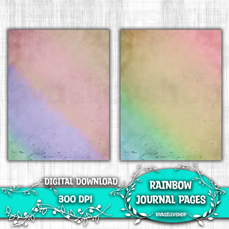 Rainbow Junk Journal Pages Vertical Colored Vintage Printable Sheets Instant Download Blank Old Paper Style image 5