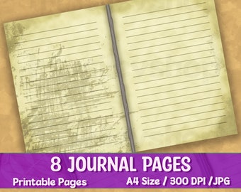 Basic Journal Pages, Vintage Papers, Lined Pages, Junk Journal Kit, Digi paper Kit, Printable, Writing Paper, Notebook paper, Journal paper