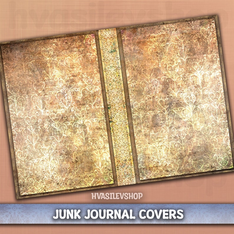 Rustic Diary Cover, Vintage Book Cover, Junk Journal Cover, Antique Notebook Cover Printable Instant Download A4 Size image 1