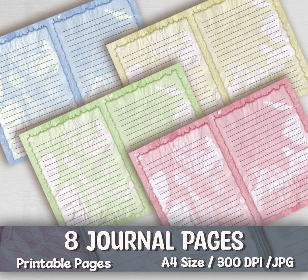 Colored Junk Journal Pages, Lined Journal Pages, Colorful Journal ...