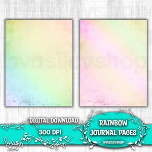 Rainbow Junk Journal Pages Vertical Colored Vintage Printable Sheets Instant Download Blank Old Paper Style image 3